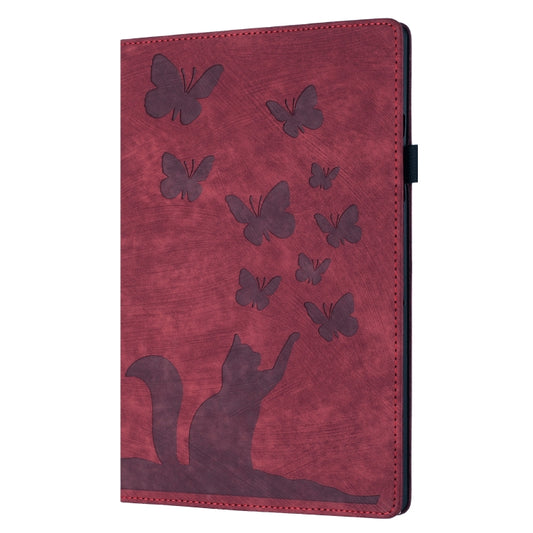 For iPad Pro 11 2025 / 2024 Butterfly Cat Embossing Leather Tablet Case(Red) by buy2fix