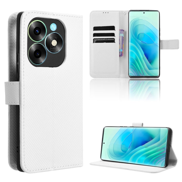 For itel S23+ S681LN Diamond Texture Leather Phone Case(White) - More Brand by buy2fix | Online Shopping UK | buy2fix