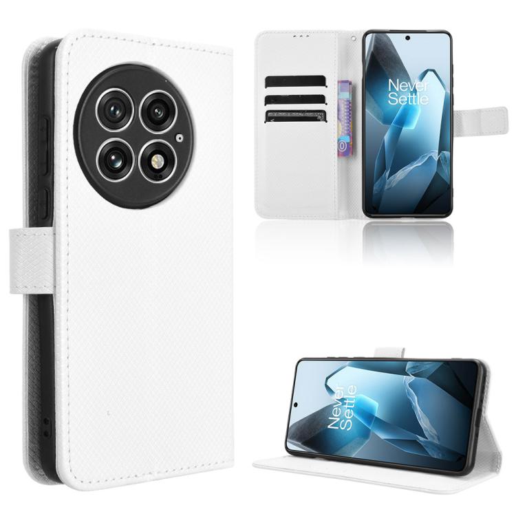 For OnePlus 13 5G Diamond Texture Leather Phone Case(White) - OnePlus Cases by buy2fix | Online Shopping UK | buy2fix