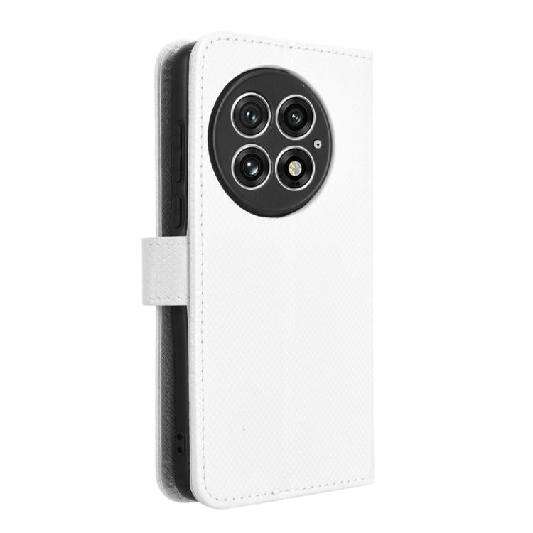 For OnePlus 13 5G Diamond Texture Leather Phone Case(White) - OnePlus Cases by buy2fix | Online Shopping UK | buy2fix