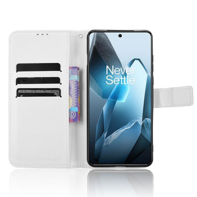 For OnePlus 13 5G Diamond Texture Leather Phone Case(White) - OnePlus Cases by buy2fix | Online Shopping UK | buy2fix