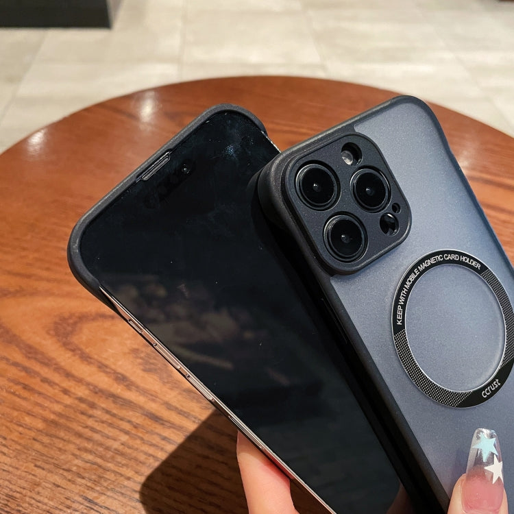 For iPhone 15 Edgeless Magsafe Magnetic Frosted Transparent PC Phone Case(Black) by buy2fix