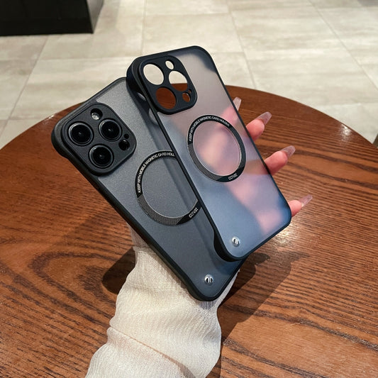 For iPhone 13 Pro Max Edgeless Magsafe Magnetic Frosted Transparent PC Phone Case(Black) by buy2fix