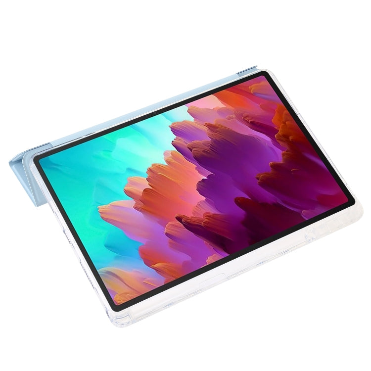 For Lenovo Tab M11 /Xiaoxin Pad 11 2024 Clear Acrylic 3-Fold Leather Tablet Case(Ice Blue) by buy2fix