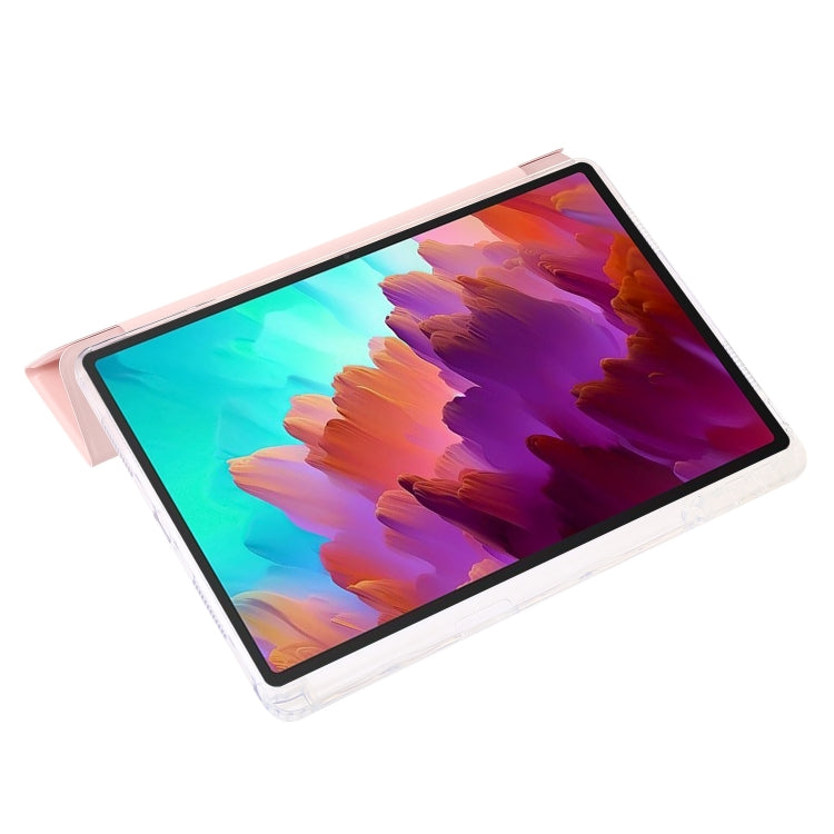 For Lenovo Tab M11 /Xiaoxin Pad 11 2024 Clear Acrylic 3-Fold Leather Tablet Case(Pink) by buy2fix