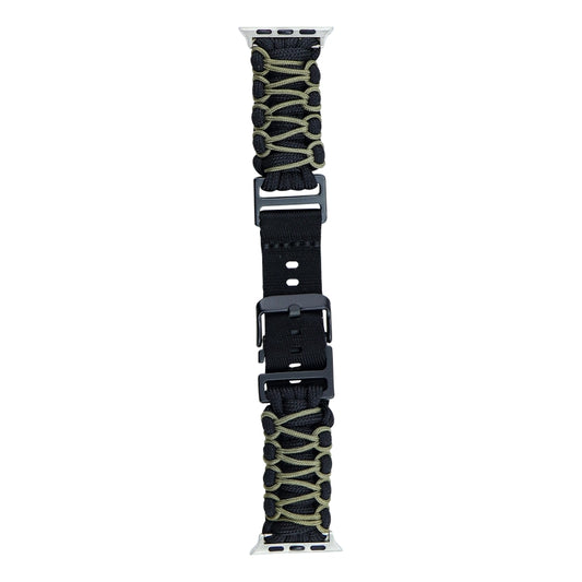 For Apple Watch Ultra 49mm Dual-layer Braided Paracord Buckle Watch Band(Black Army Green) by buy2fix