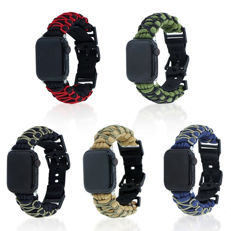 For Apple Watch Ultra 49mm Dual-layer Braided Paracord Buckle Watch Band(Black Red) by buy2fix