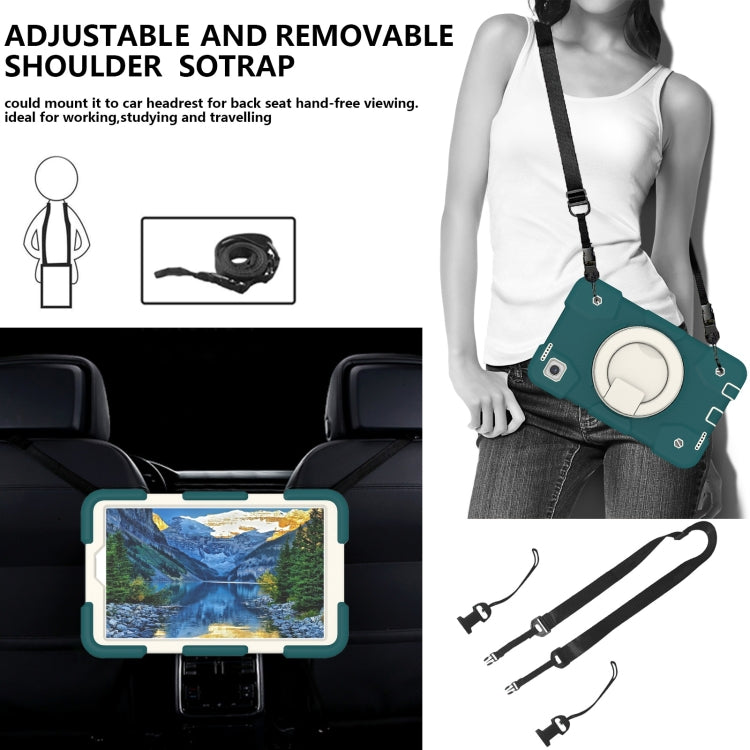 For Samsung Galaxy Tab A9 8.7 2023 Silicone Hybrid PC Tablet Case with Shoulders Strap(Blackish Green) - Galaxy Tab A9 by buy2fix | Online Shopping UK | buy2fix