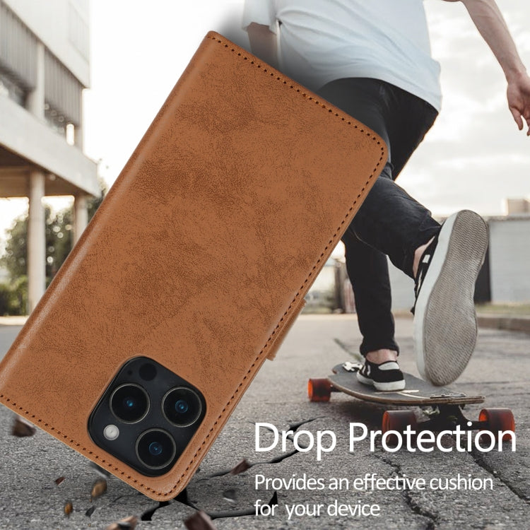 For iPhone 16 Pro Max 2 in 1 Detachable Phone Leather Case(Brown) by buy2fix