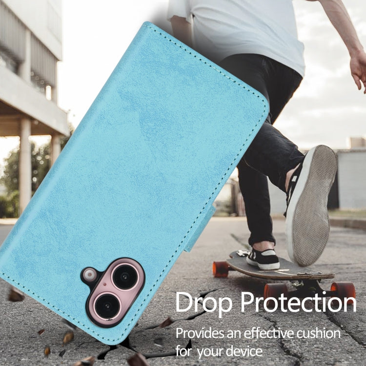 For iPhone 16 2 in 1 Detachable Phone Leather Case(Blue) - iPhone 16 Cases by buy2fix | Online Shopping UK | buy2fix