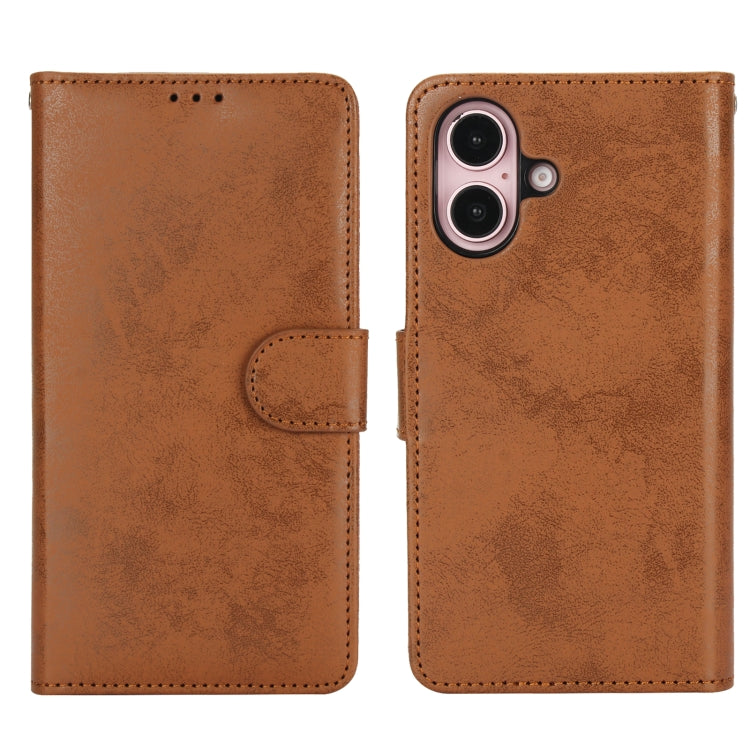For iPhone 16 2 in 1 Detachable Phone Leather Case(Brown) - iPhone 16 Cases by buy2fix | Online Shopping UK | buy2fix