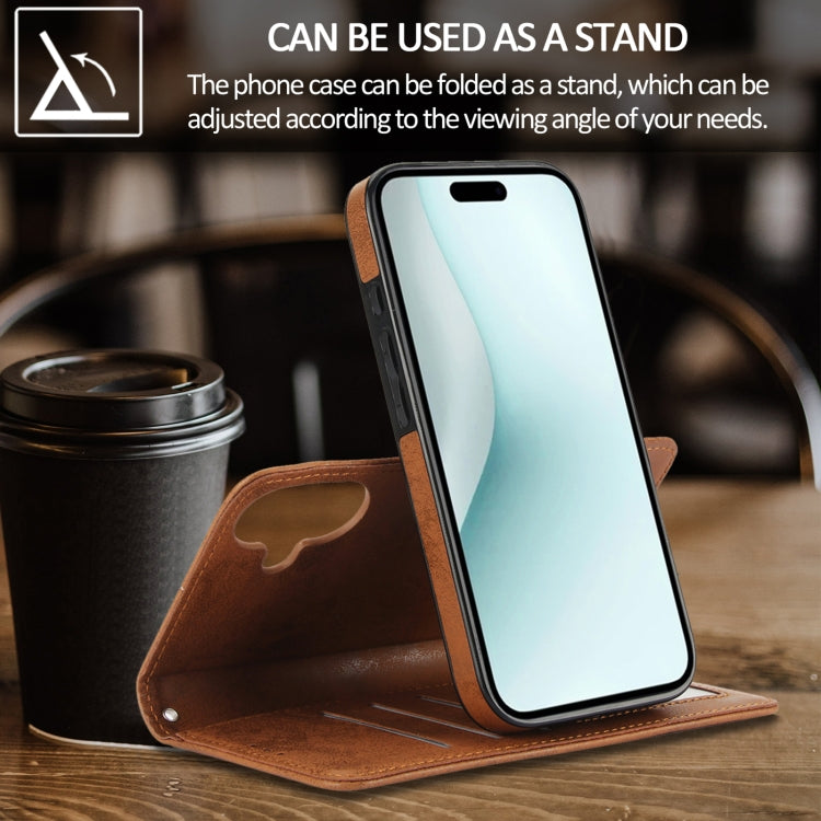 For iPhone 16 2 in 1 Detachable Phone Leather Case(Brown) - iPhone 16 Cases by buy2fix | Online Shopping UK | buy2fix