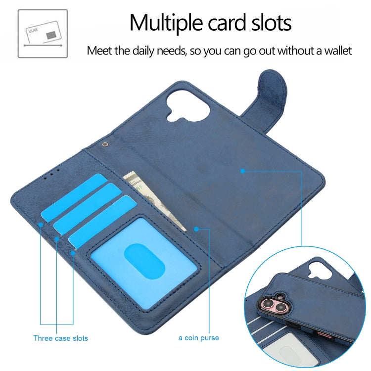 For iPhone 16 2 in 1 Detachable Phone Leather Case(Dark Blue) - iPhone 16 Cases by buy2fix | Online Shopping UK | buy2fix