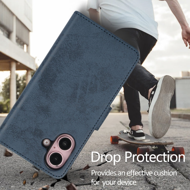 For iPhone 16 2 in 1 Detachable Phone Leather Case(Dark Blue) - iPhone 16 Cases by buy2fix | Online Shopping UK | buy2fix