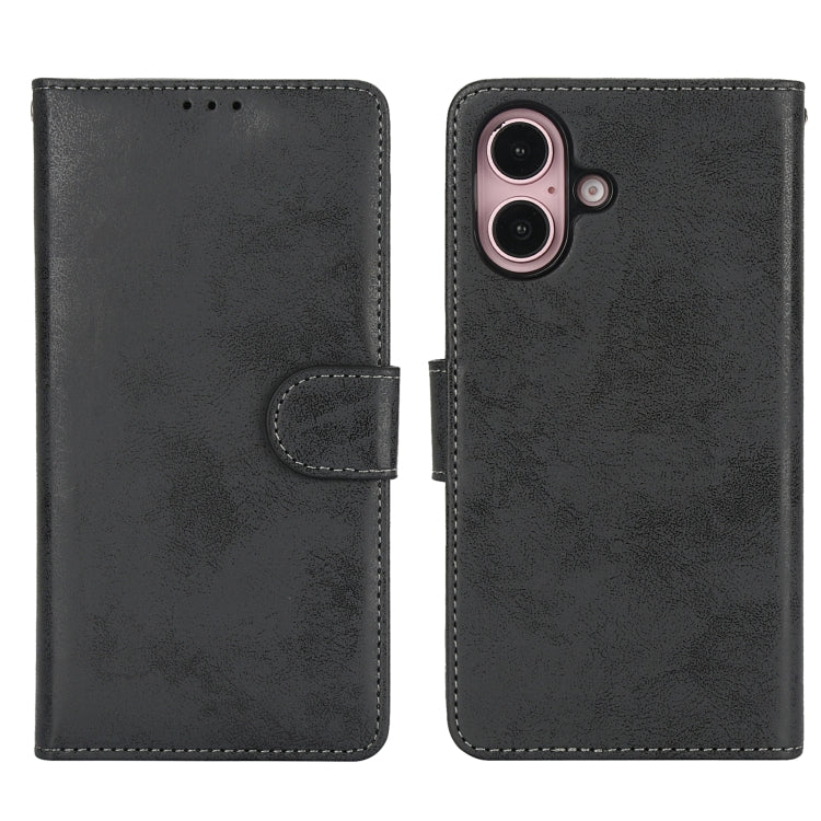 For iPhone 16 2 in 1 Detachable Phone Leather Case(Black) - iPhone 16 Cases by buy2fix | Online Shopping UK | buy2fix