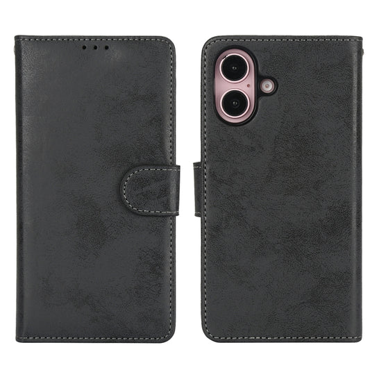 For iPhone 16 2 in 1 Detachable Phone Leather Case(Black) by buy2fix