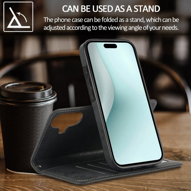 For iPhone 16 2 in 1 Detachable Phone Leather Case(Black) - iPhone 16 Cases by buy2fix | Online Shopping UK | buy2fix