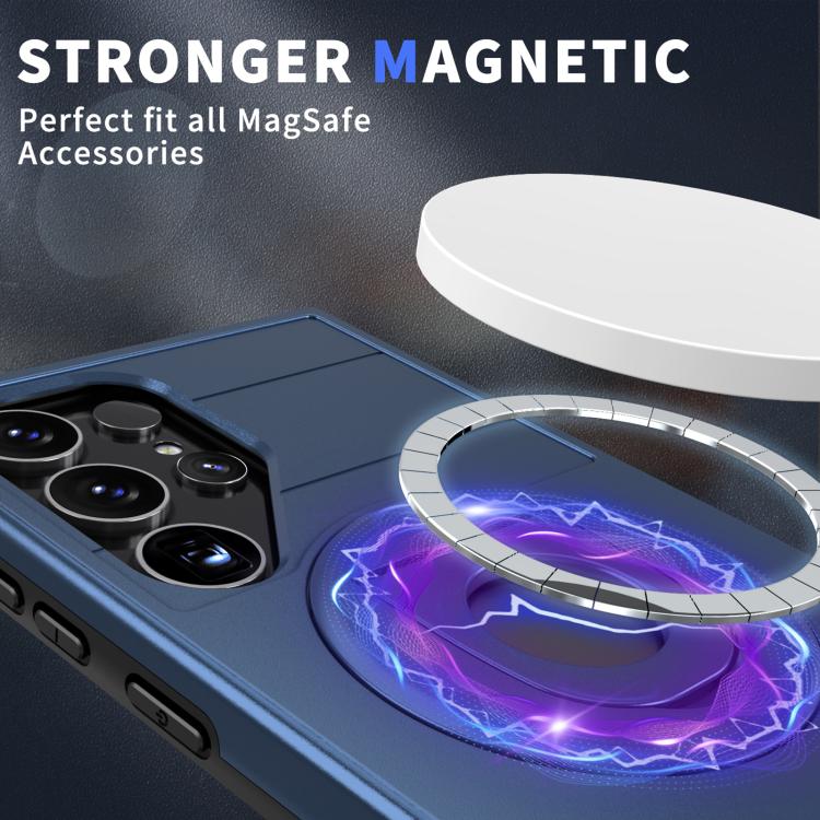 For Samsung Galaxy S24 Ultra 5G Armor MagSafe Ring Holder Phone Case(Blue) - Galaxy S24 Ultra 5G Cases by buy2fix | Online Shopping UK | buy2fix