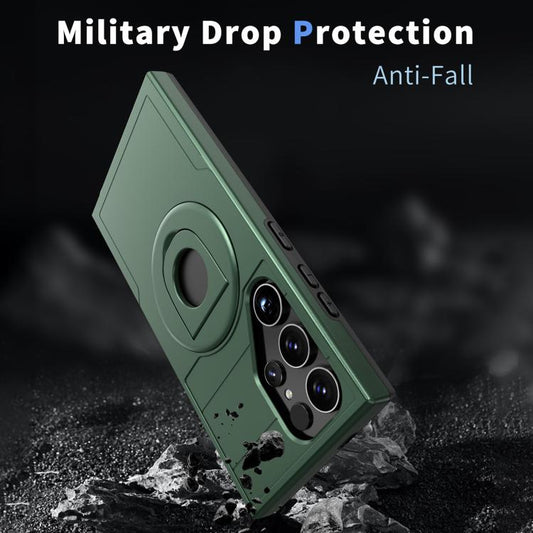 For Samsung Galaxy S24 Ultra 5G Armor MagSafe Ring Holder Phone Case(Deep Green) - Galaxy S24 Ultra 5G Cases by buy2fix | Online Shopping UK | buy2fix