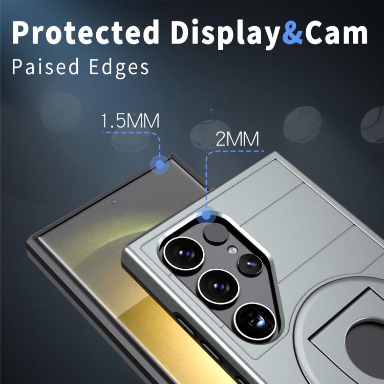 For Samsung Galaxy S24 Ultra 5G Armor MagSafe Ring Holder Phone Case(Titanium Grey) - Galaxy S24 Ultra 5G Cases by buy2fix | Online Shopping UK | buy2fix