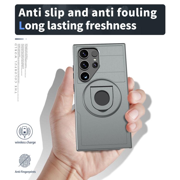 For Samsung Galaxy S24 Ultra 5G Armor MagSafe Ring Holder Phone Case(Titanium Grey) - Galaxy S24 Ultra 5G Cases by buy2fix | Online Shopping UK | buy2fix