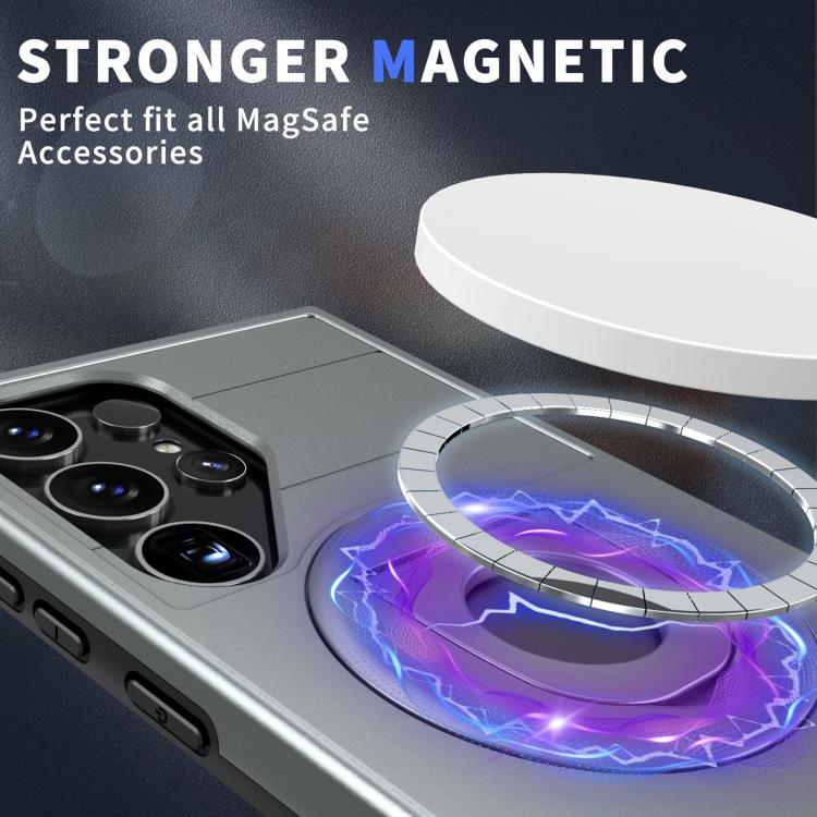 For Samsung Galaxy S24 Ultra 5G Armor MagSafe Ring Holder Phone Case(Titanium Grey) - Galaxy S24 Ultra 5G Cases by buy2fix | Online Shopping UK | buy2fix