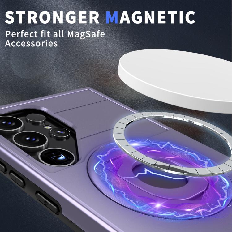 For Samsung Galaxy S24 Ultra 5G Armor MagSafe Ring Holder Phone Case(Puple) - Galaxy S24 Ultra 5G Cases by buy2fix | Online Shopping UK | buy2fix