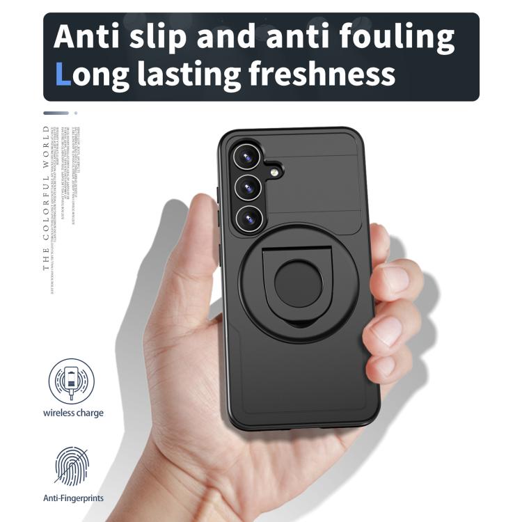 For Samsung Galaxy S24+ 5G Armor MagSafe Ring Holder Phone Case(Black) - Galaxy S24+ 5G Cases by buy2fix | Online Shopping UK | buy2fix