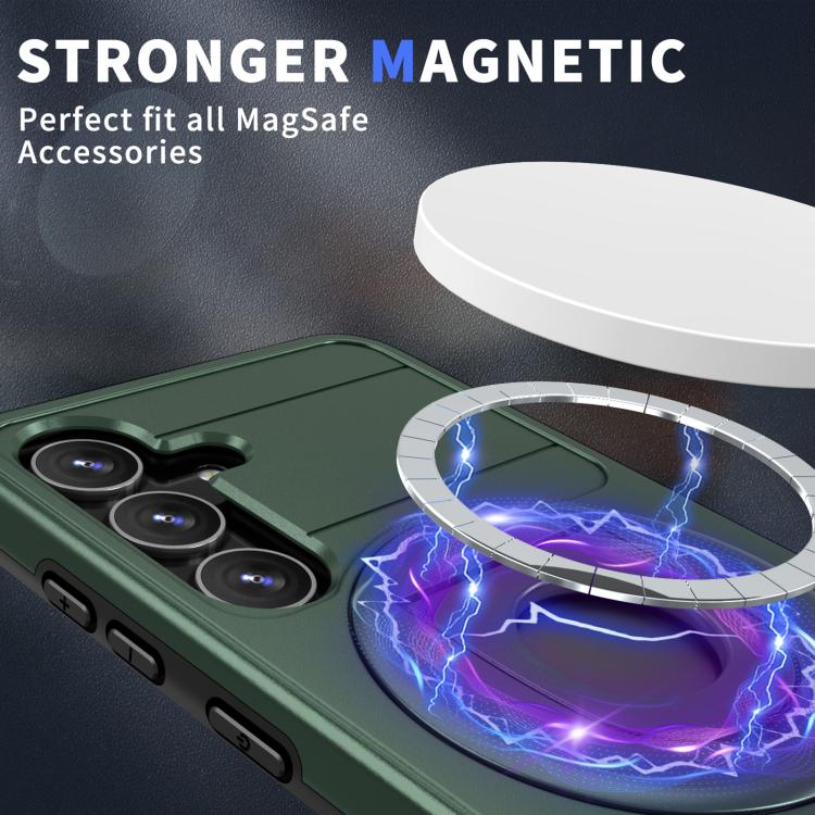 For Samsung Galaxy S24+ 5G Armor MagSafe Ring Holder Phone Case(Deep Green) - Galaxy S24+ 5G Cases by buy2fix | Online Shopping UK | buy2fix