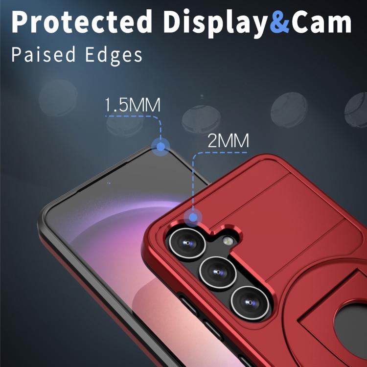 For Samsung Galaxy S24+ 5G Armor MagSafe Ring Holder Phone Case(Red) - Galaxy S24+ 5G Cases by buy2fix | Online Shopping UK | buy2fix