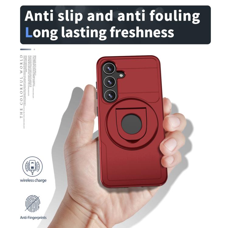 For Samsung Galaxy S24+ 5G Armor MagSafe Ring Holder Phone Case(Red) - Galaxy S24+ 5G Cases by buy2fix | Online Shopping UK | buy2fix