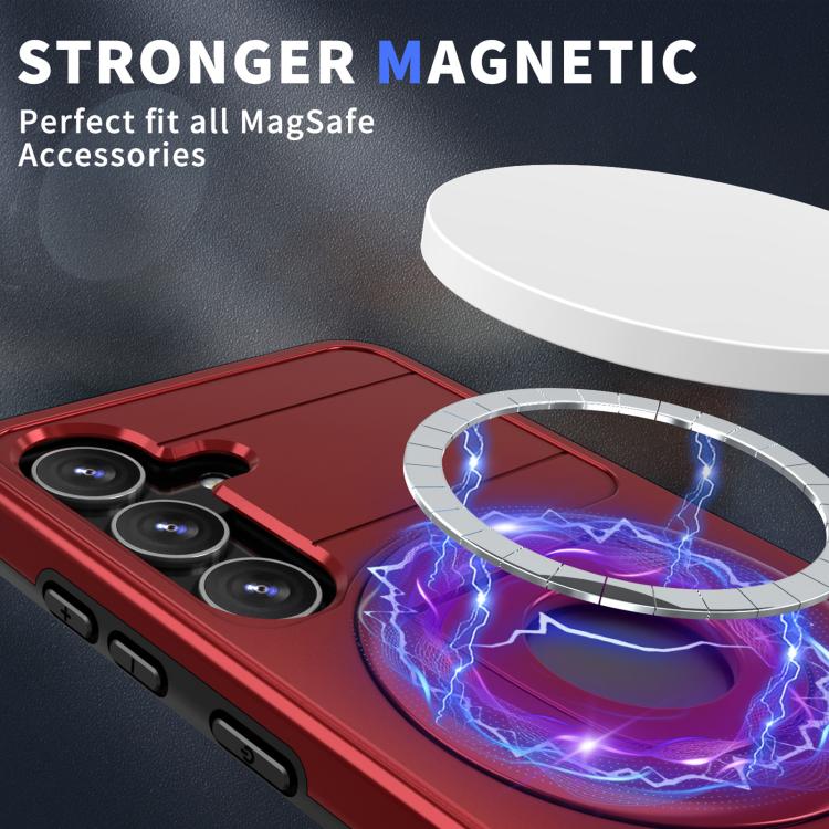 For Samsung Galaxy S24+ 5G Armor MagSafe Ring Holder Phone Case(Red) - Galaxy S24+ 5G Cases by buy2fix | Online Shopping UK | buy2fix