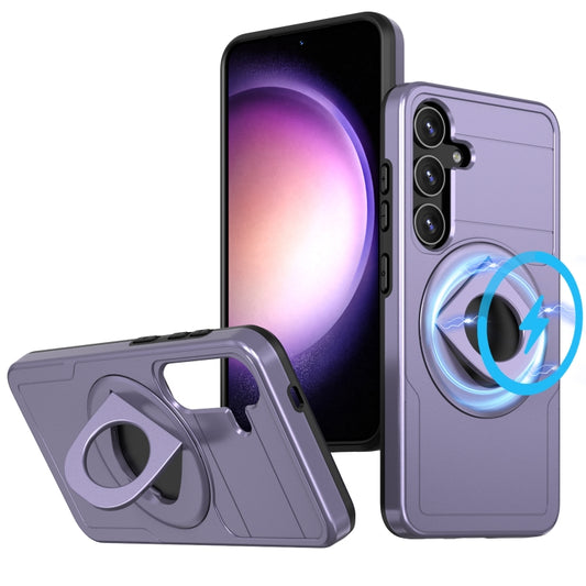 For Samsung Galaxy S24+ 5G Armor MagSafe Ring Holder Phone Case(Puple) - Galaxy S24+ 5G Cases by buy2fix | Online Shopping UK | buy2fix