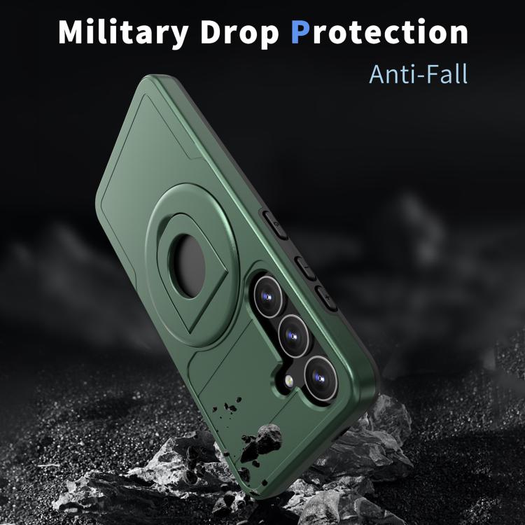 For Samsung Galaxy S24 5G Armor MagSafe Ring Holder Phone Case(Deep Green) - Galaxy S24 5G Cases by buy2fix | Online Shopping UK | buy2fix