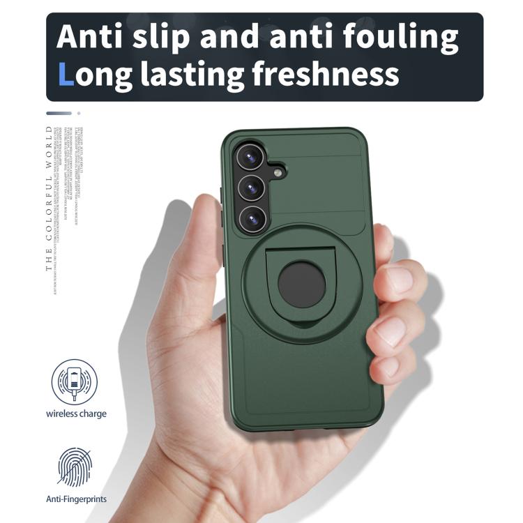 For Samsung Galaxy S24 5G Armor MagSafe Ring Holder Phone Case(Deep Green) - Galaxy S24 5G Cases by buy2fix | Online Shopping UK | buy2fix