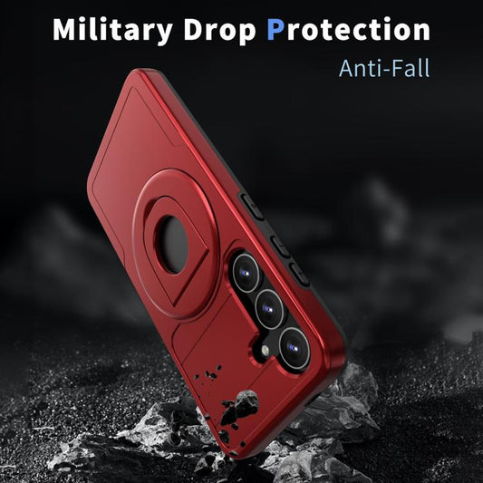 For Samsung Galaxy S24 5G Armor MagSafe Ring Holder Phone Case(Red) - Galaxy S24 5G Cases by buy2fix | Online Shopping UK | buy2fix