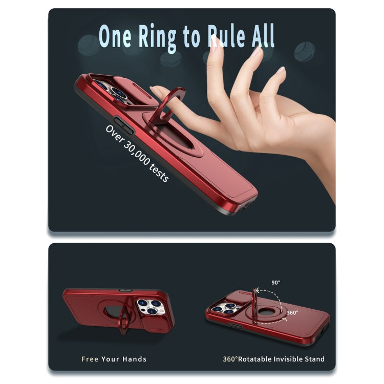 For iPhone 15 Pro Camshield MagSafe Ring Holder Armor Phone Case(Red) by buy2fix