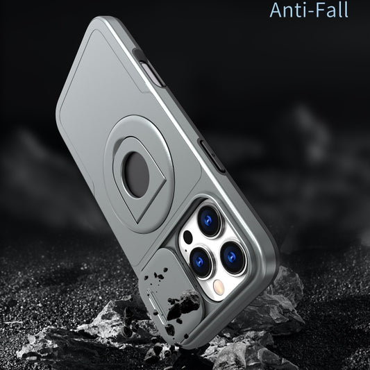 For iPhone 16 Pro Max Camshield MagSafe Ring Holder Armor Phone Case(Titanium Grey) by buy2fix