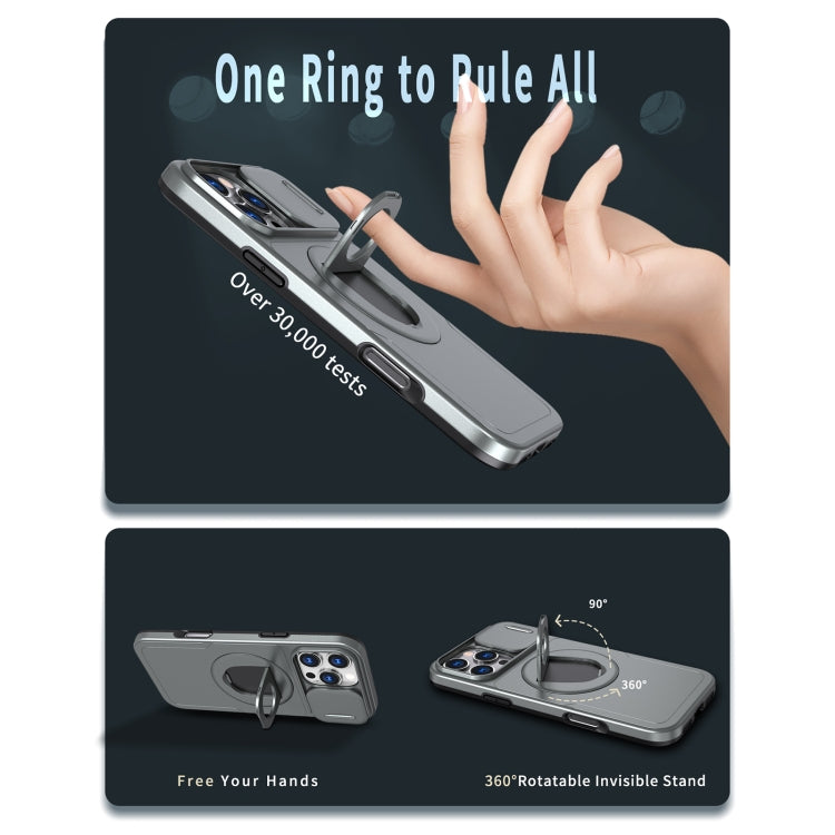 For iPhone 16 Pro Max Camshield MagSafe Ring Holder Armor Phone Case(Titanium Grey) by buy2fix