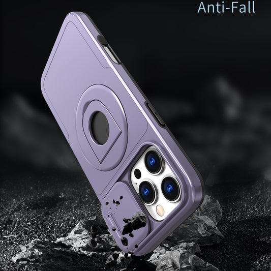 For iPhone 16 Pro Max Camshield MagSafe Ring Holder Armor Phone Case(Purple) by buy2fix