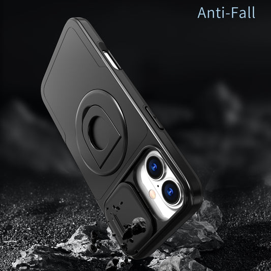 For iPhone 16 Camshield MagSafe Ring Holder Armor Phone Case(Black) by buy2fix