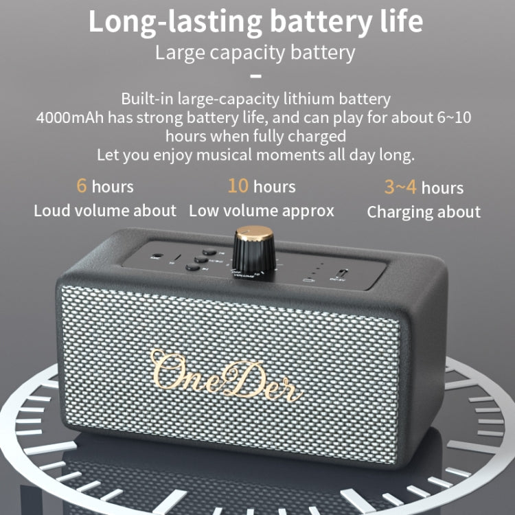 Oneder D3 Retro Leather Casing 30W Dual Units Wireless Bluetooth Speaker(Black) by OneDer