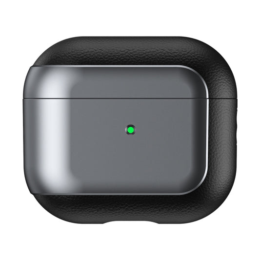 For AirPods 3 Electroplated Leather Texture Wireless Earphones Protective Case(Grey) by buy2fix