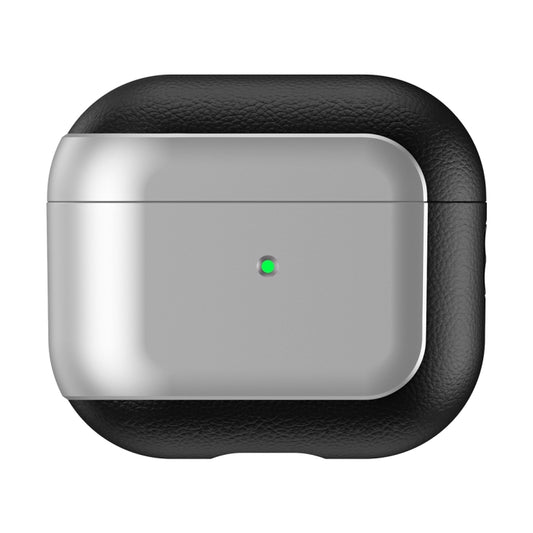 For AirPods 3 Electroplated Leather Texture Wireless Earphones Protective Case(Silver) by buy2fix