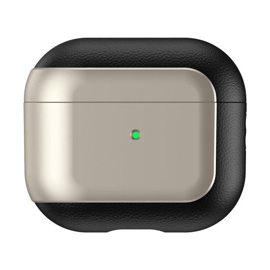 For AirPods 3 Electroplated Leather Texture Wireless Earphones Protective Case(Titanium Grey) by buy2fix