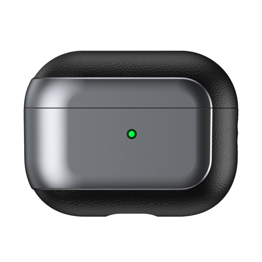 For AirPods Pro Electroplated Leather Texture Wireless Earphones Protective Case(Grey) by buy2fix