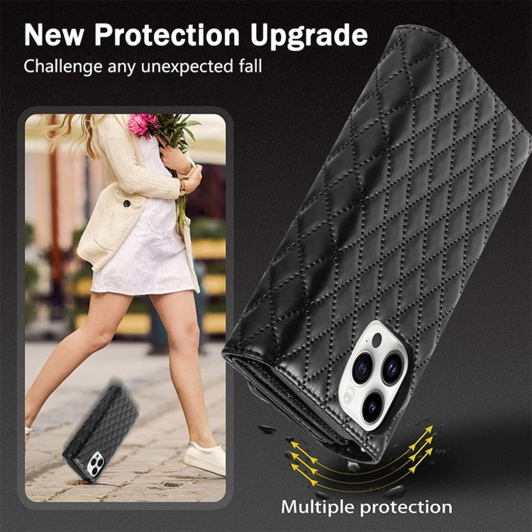 For iPhone 11 Pro Max Zipper Multi-Card Wallet Rhombic Leather Phone Case(Black) - iPhone 11 Pro Max Cases by buy2fix | Online Shopping UK | buy2fix