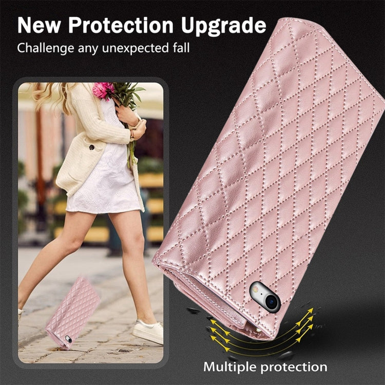 For iPhone 7 Plus / 8 Plus Zipper Multi-Card Wallet Rhombic Leather Phone Case(Rose Gold) - More iPhone Cases by buy2fix | Online Shopping UK | buy2fix
