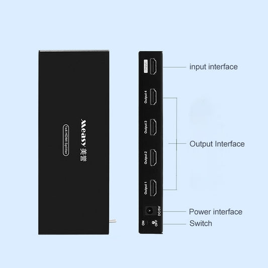 Measy SPH104 1 to 4 4K HDMI 1080P Simultaneous Display Splitter(EU Plug) by Measy