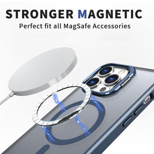 For iPhone 13 Pro Metal Invisible Camera Holder MagSafe Magnetic Phone Case(Blue) by buy2fix
